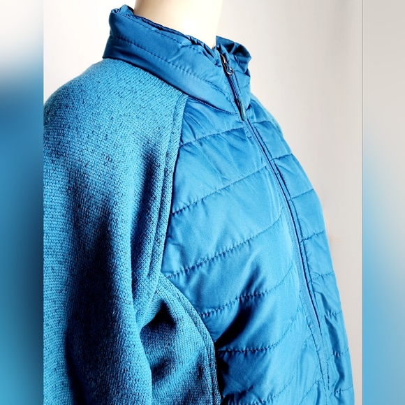 🆕️🏷 Reebok Quilted Sweater Fleece Jacket - Ovean Blue -M - Picture 7 of 12